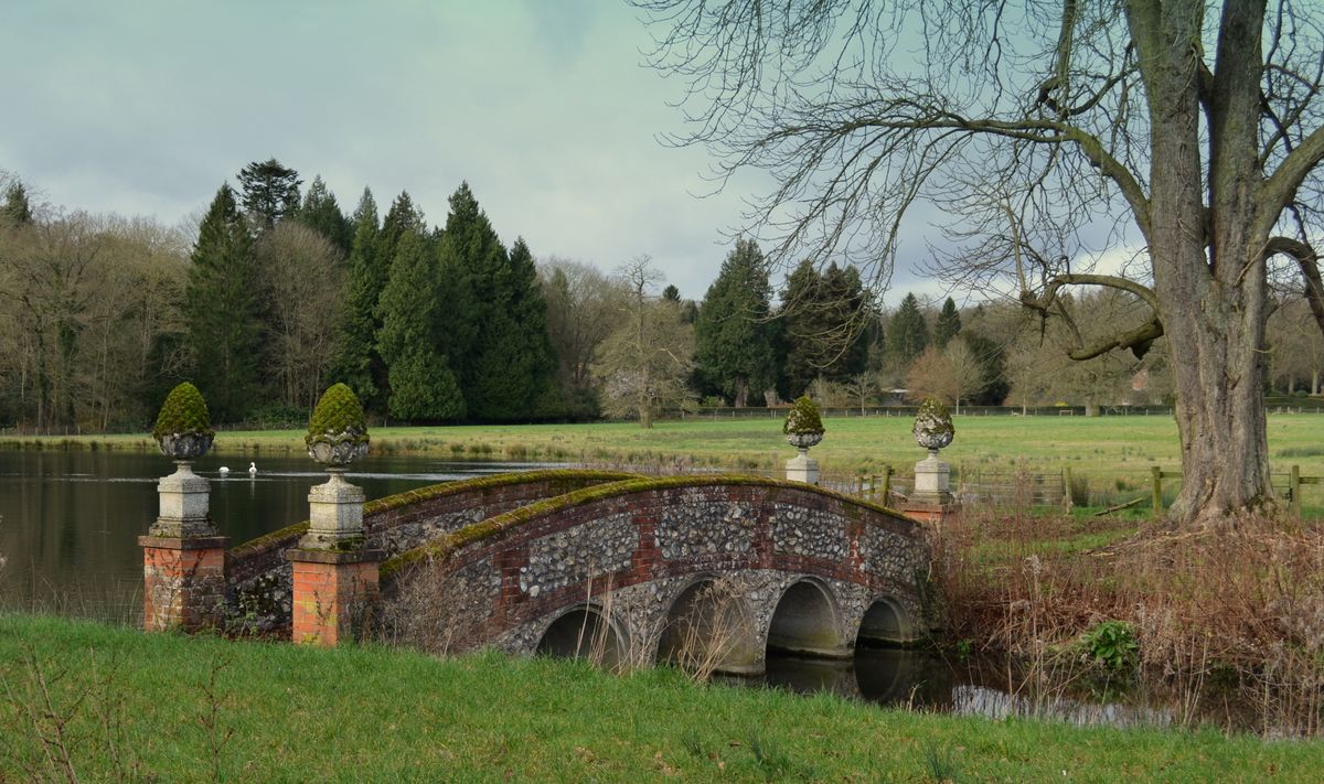 Lakeside stone bridge on the Patchings grounds
